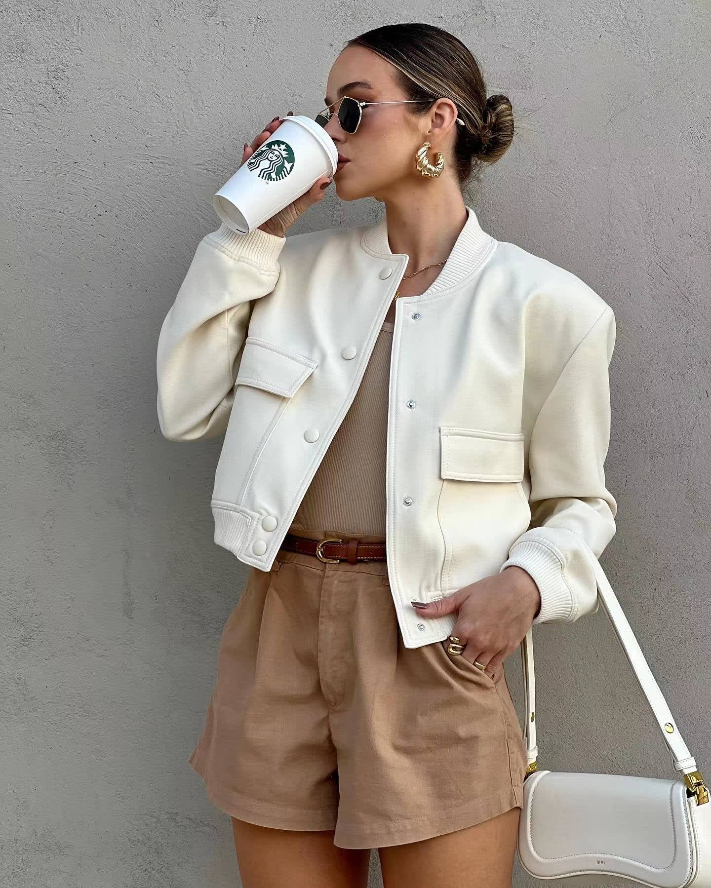Fia Cropped Utility Bomber Jacket