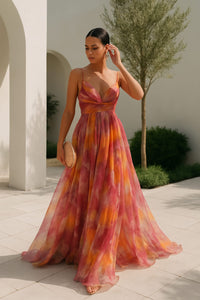 Samara V-Neck Watercolor Maxi Dress