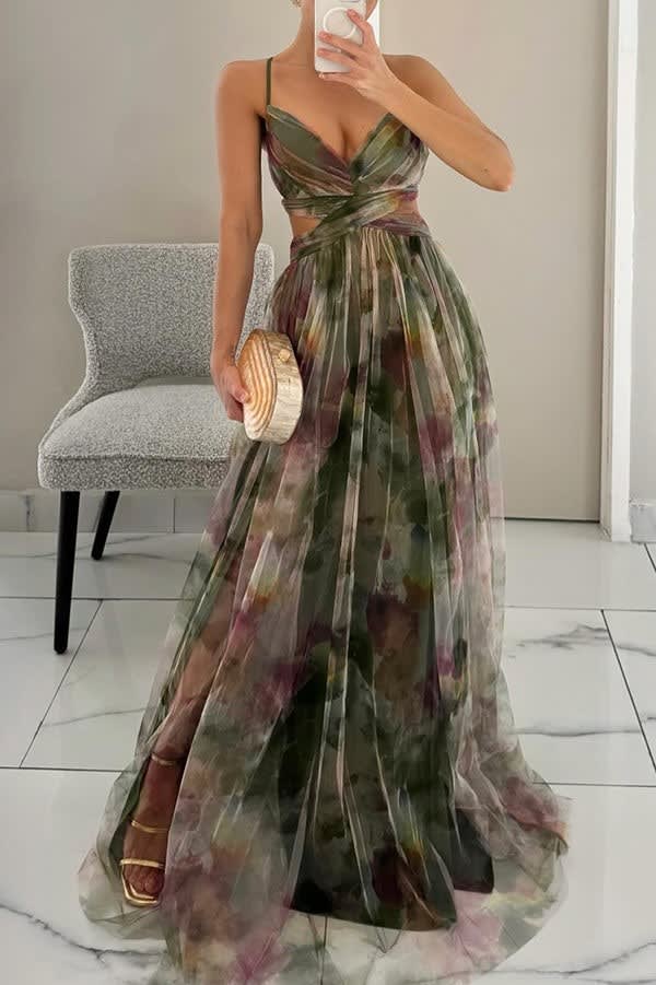 Samara V-Neck Watercolor Maxi Dress