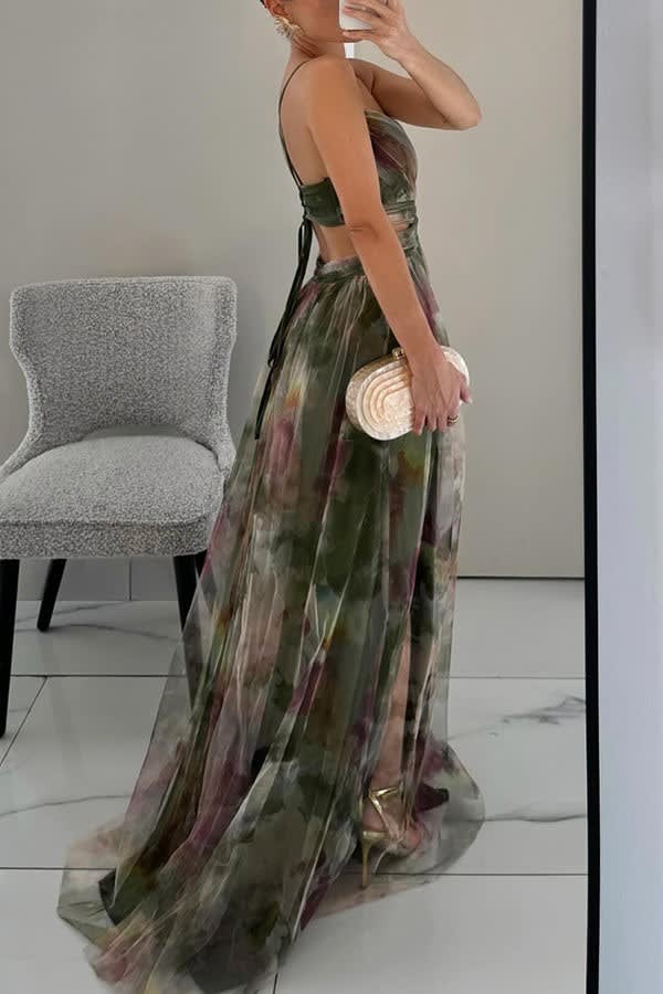 Samara V-Neck Watercolor Maxi Dress