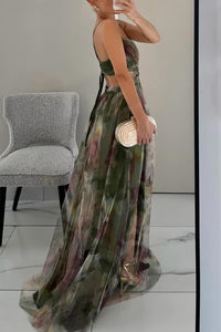Samara V-Neck Watercolor Maxi Dress
