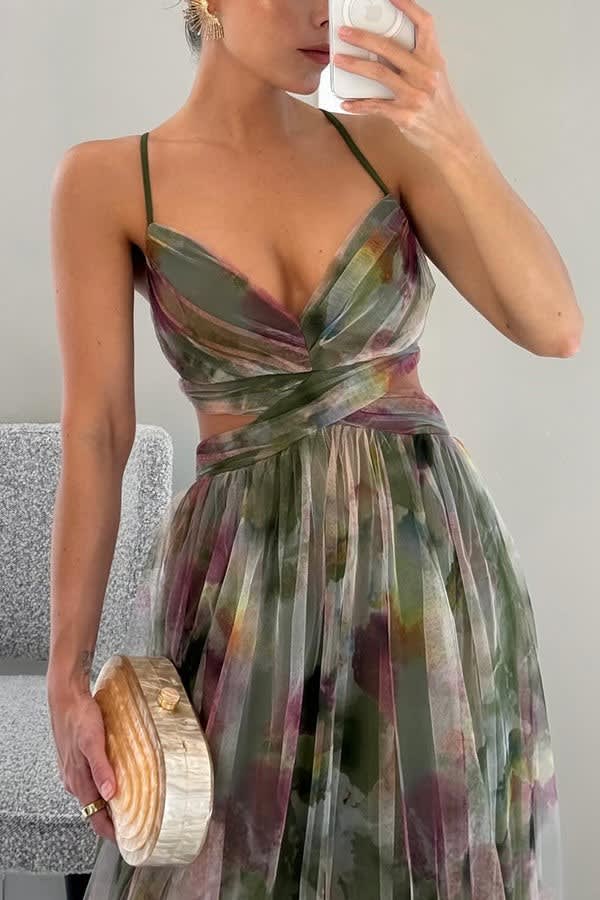 Samara V-Neck Watercolor Maxi Dress