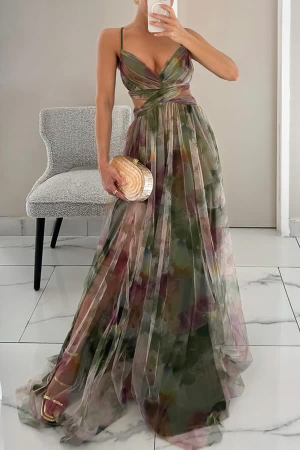 Samara V-Neck Watercolor Maxi Dress