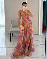 Samara V-Neck Watercolor Maxi Dress