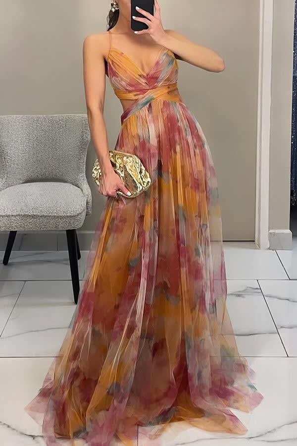 Samara V-Neck Watercolor Maxi Dress