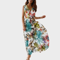 Damaris Tropical Floral V-Neck Maxi Dress
