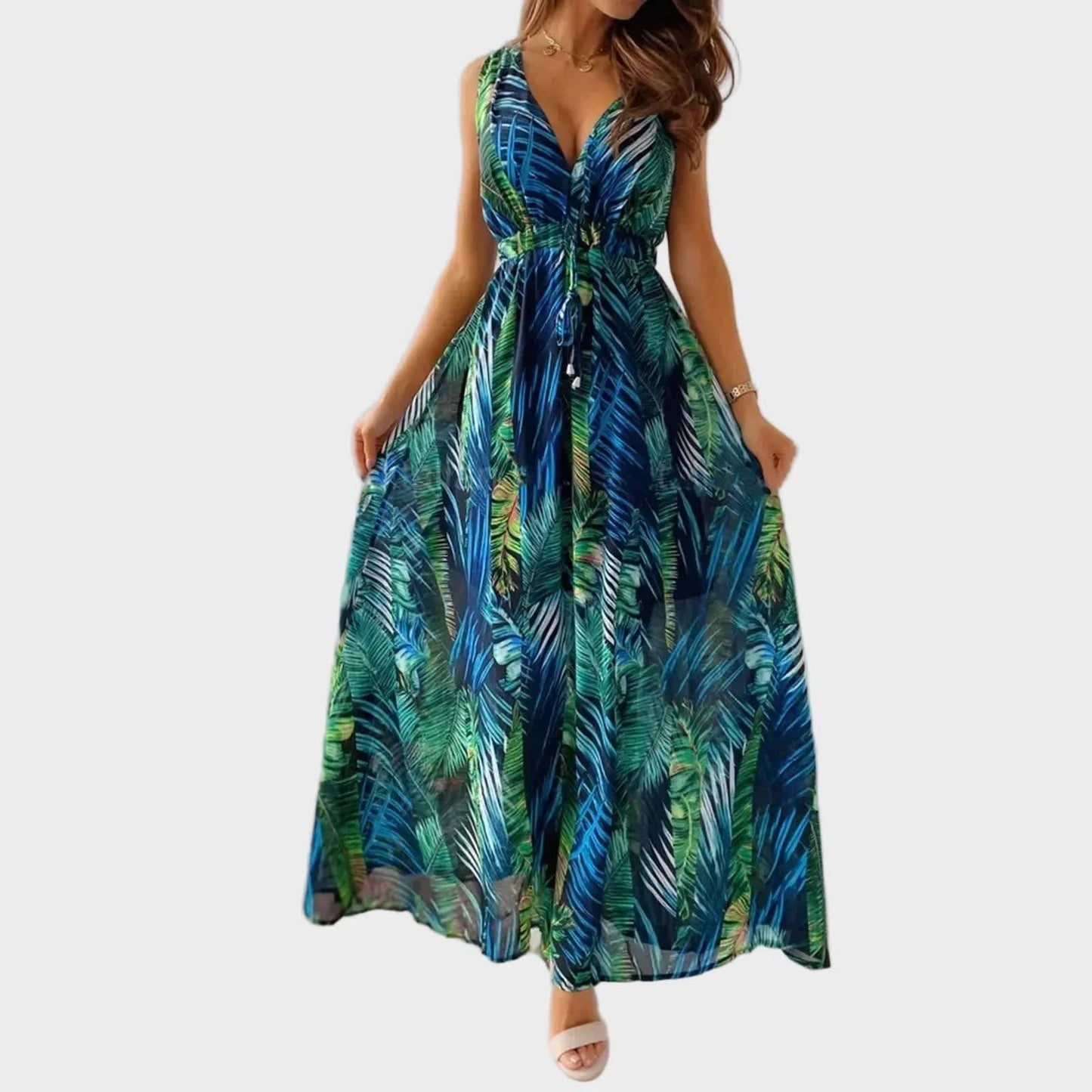Damaris Tropical Floral V-Neck Maxi Dress_2