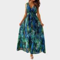 Damaris Tropical Floral V-Neck Maxi Dress