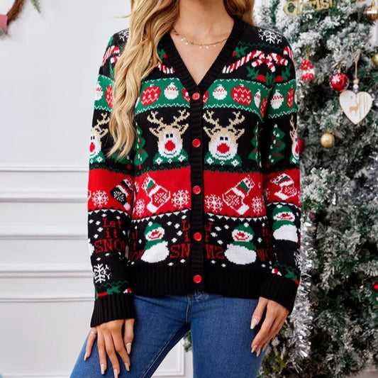 Aroha Christmas Reindeer Knit Cardigan_1