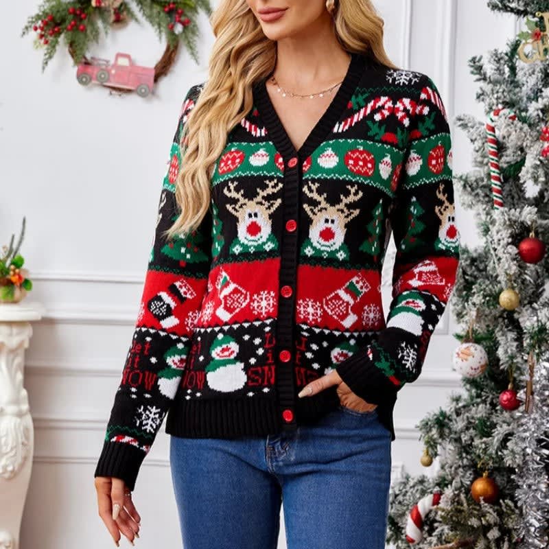 Aroha Christmas Reindeer Knit Cardigan