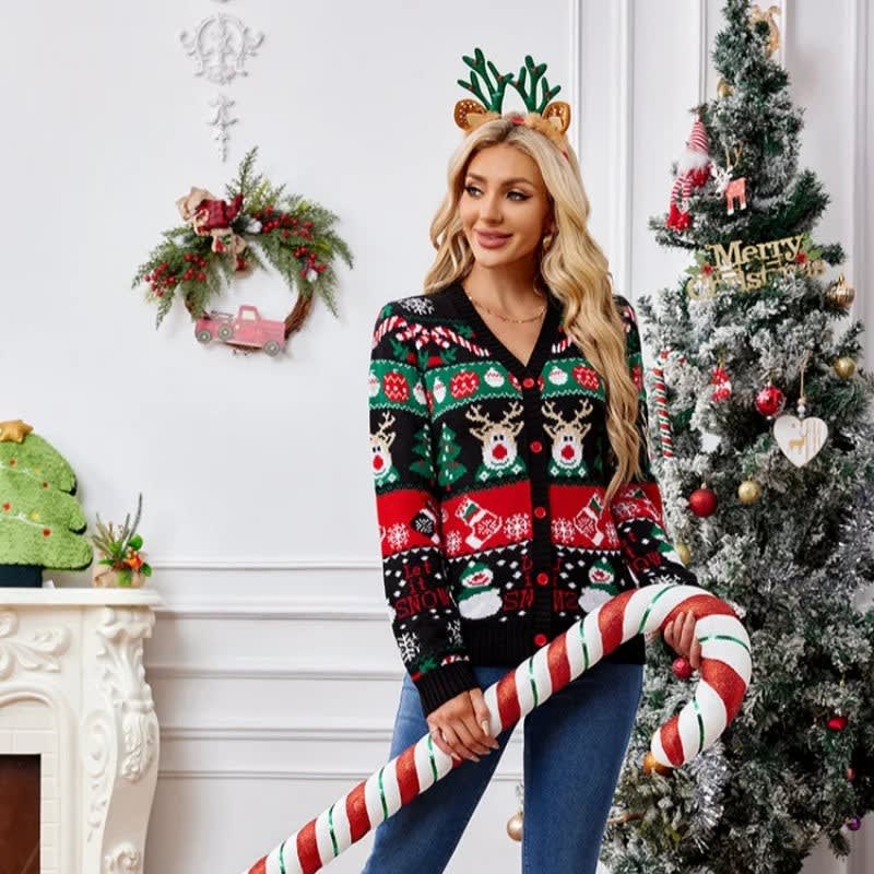 Aroha Christmas Reindeer Knit Cardigan
