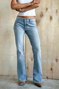 Cecilia Mid Rise Light Wash Flared Jeans