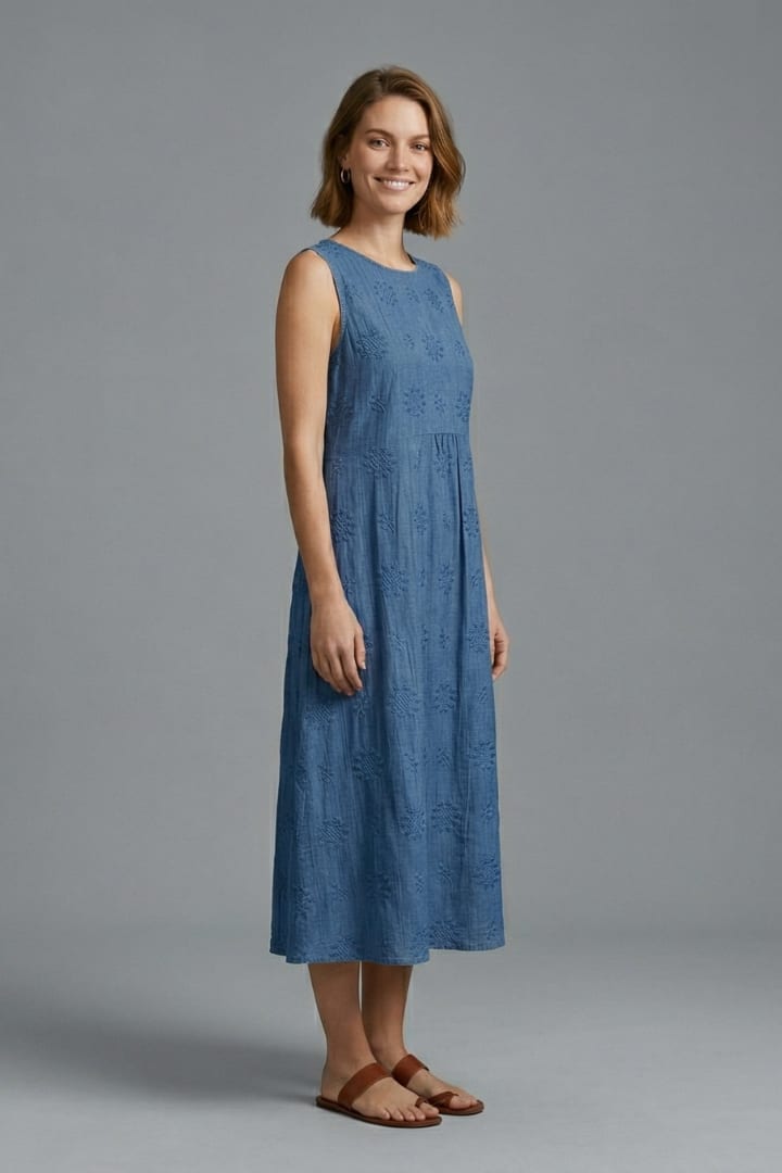 Blythe Sleeveless Embroidered Midi Dress with Pockets_3