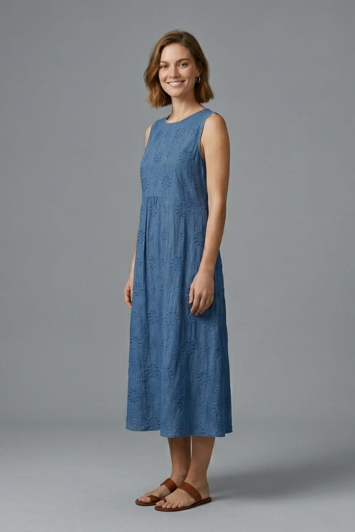 Blythe Sleeveless Embroidered Midi Dress with Pockets_5