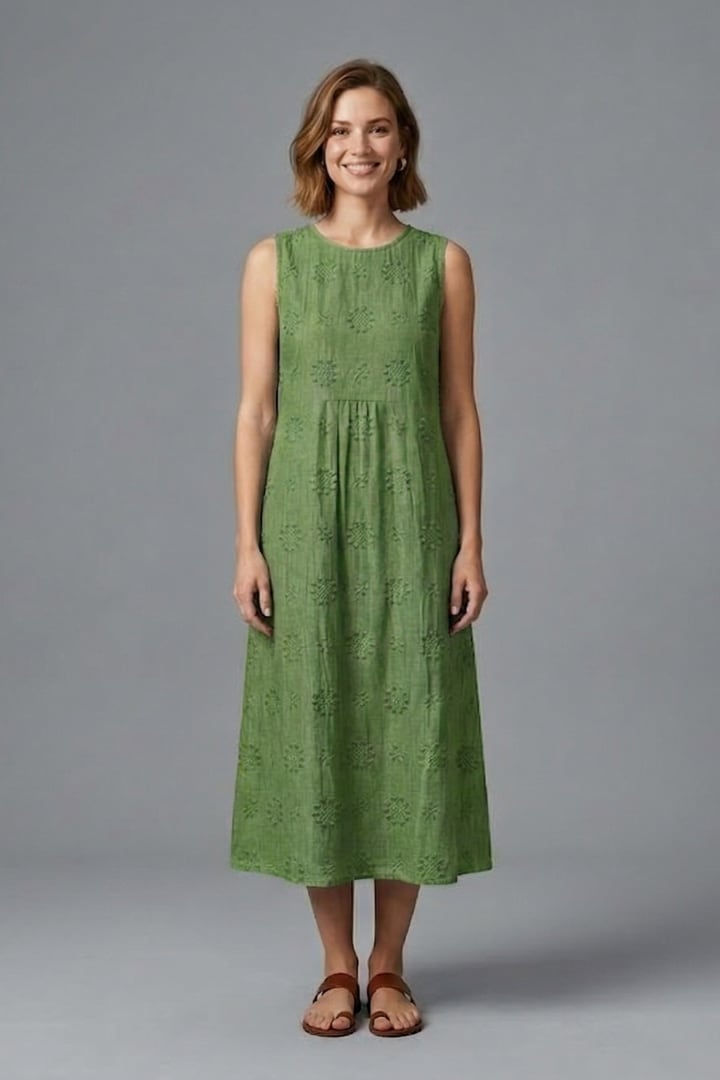 Blythe Sleeveless Embroidered Midi Dress with Pockets_6
