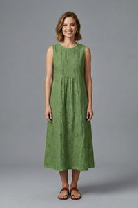 Blythe Sleeveless Embroidered Midi Dress with Pockets