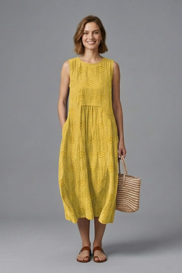 Blythe Sleeveless Embroidered Midi Dress with Pockets_7