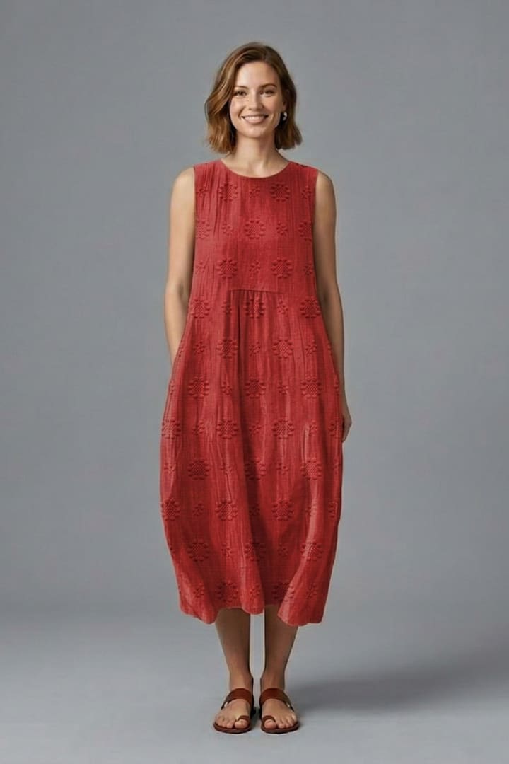 Blythe Sleeveless Embroidered Midi Dress with Pockets_9