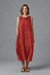 Blythe Sleeveless Embroidered Midi Dress with Pockets