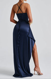 Eabha Satin High Slit Evening Maxi Dress