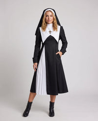 Marianne Nun Costume Midi Dress with Veil and Cross Pendant