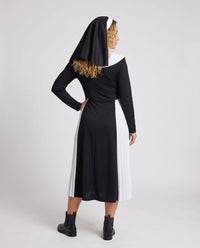 Marianne Nun Costume Midi Dress with Veil and Cross Pendant