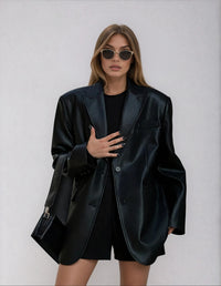 Ulrike Oversized Faux Leather Blazer
