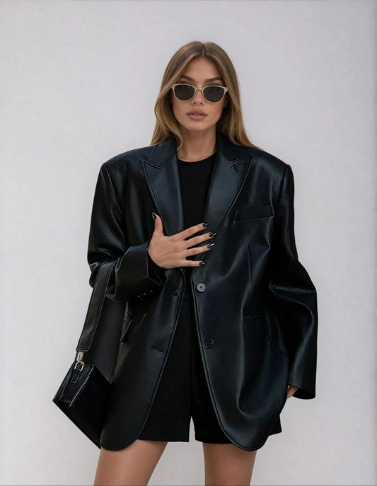 Ulrike Oversized Faux Leather Blazer_1