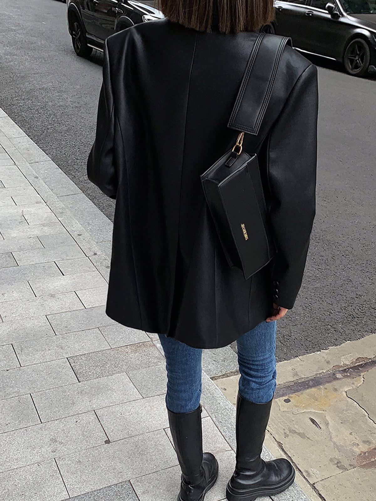 Ulrike Oversized Faux Leather Blazer