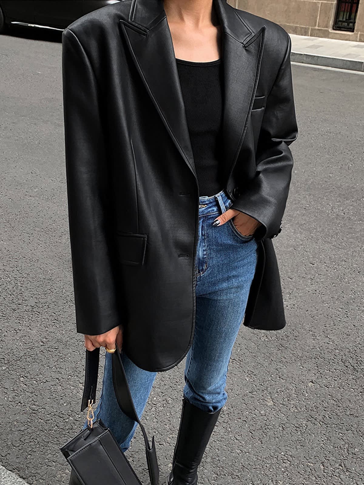 Ulrike Oversized Faux Leather Blazer