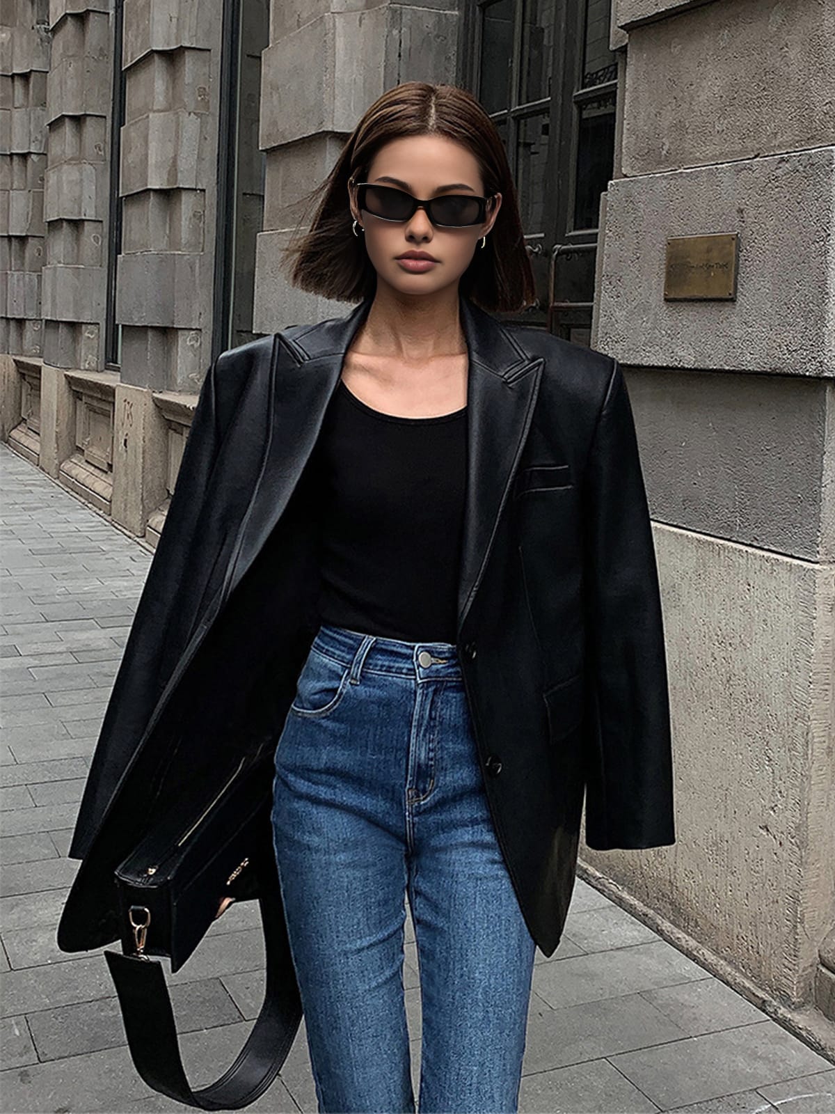 Ulrike Oversized Faux Leather Blazer