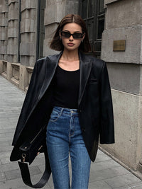 Ulrike Oversized Faux Leather Blazer