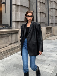 Ulrike Oversized Faux Leather Blazer