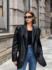 Ulrike Oversized Faux Leather Blazer