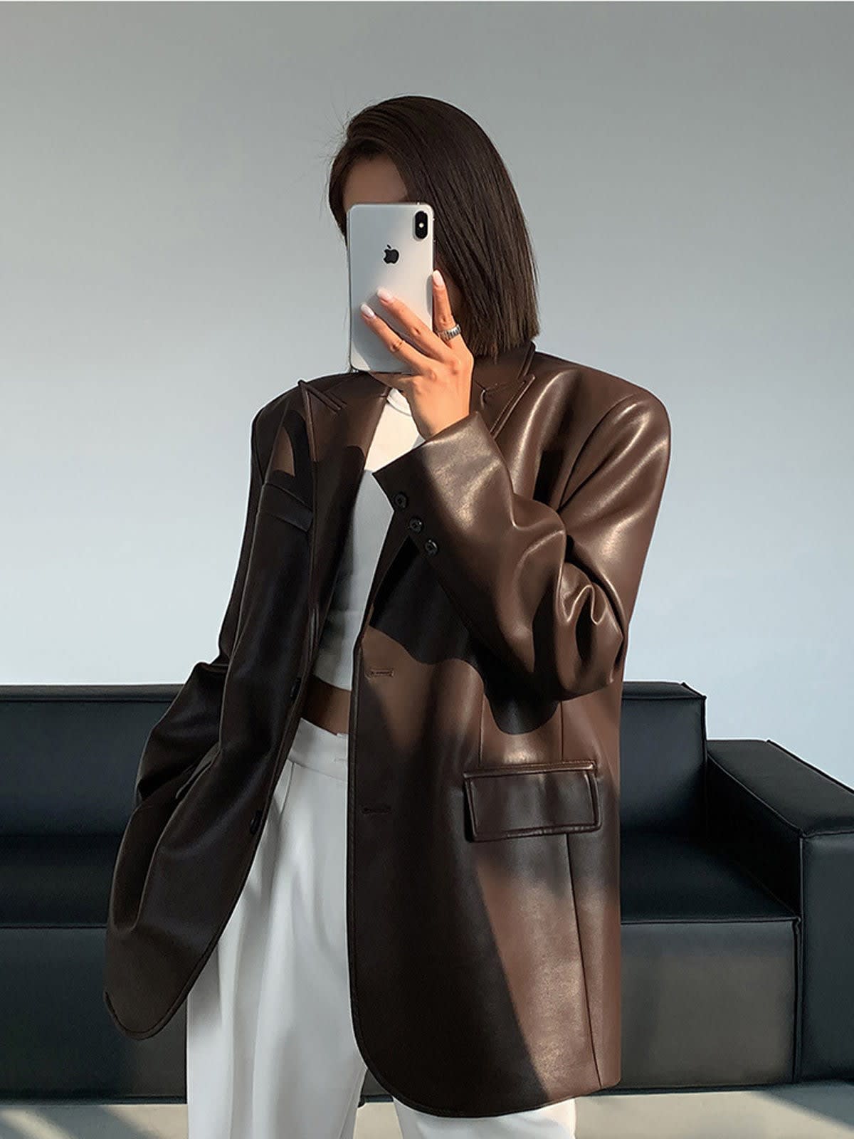 Ulrike Oversized Faux Leather Blazer_8