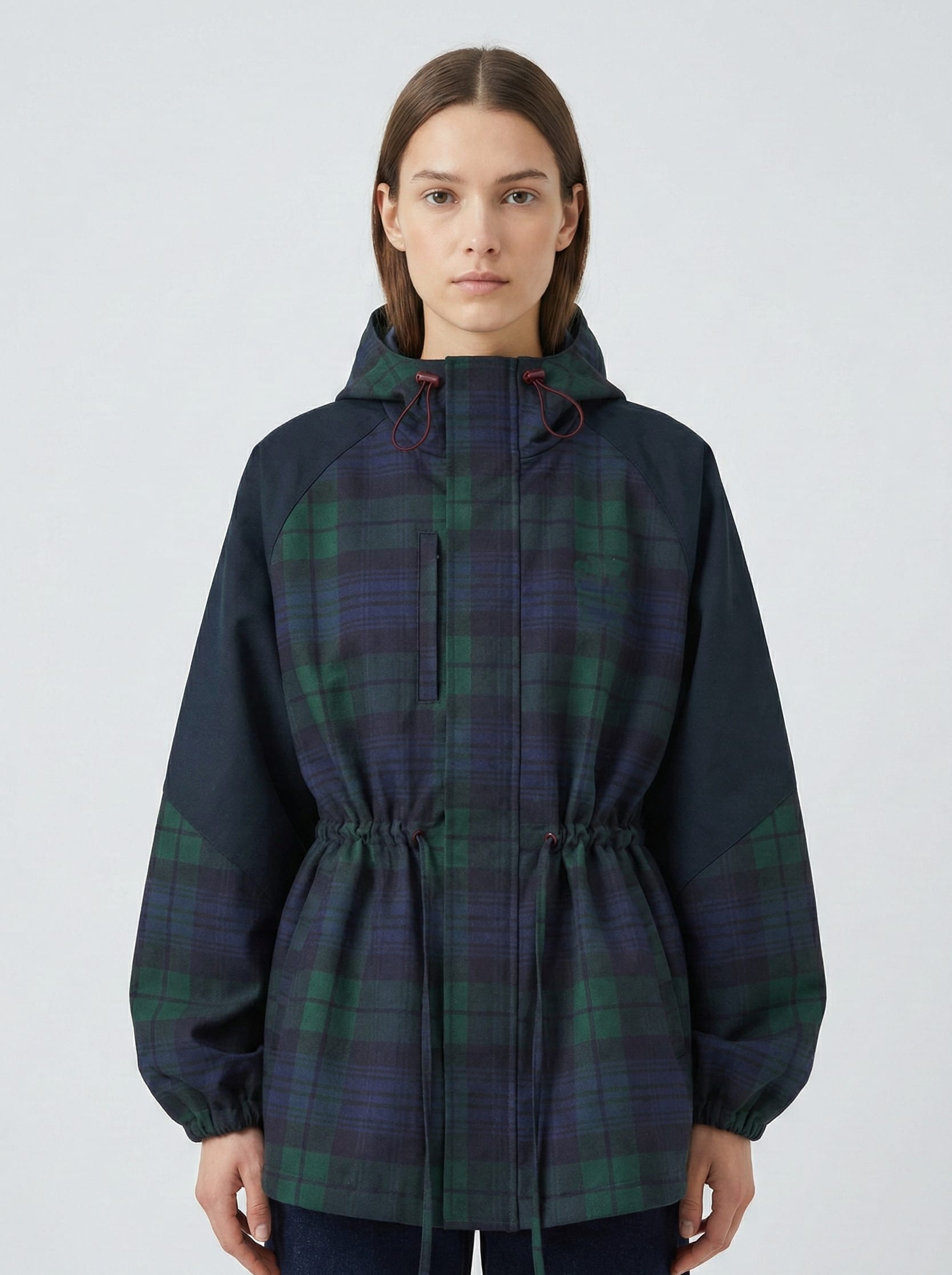 Kiki Oversized Plaid Hooded Jacket