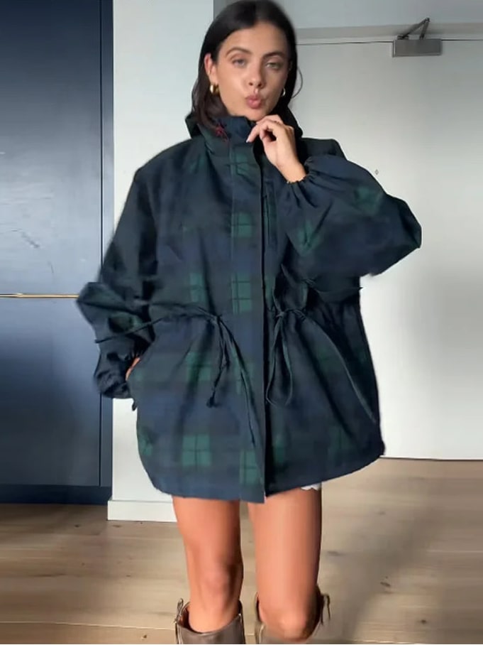Kiki Oversized Plaid Hooded Jacket_3