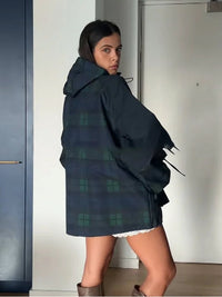 Kiki Oversized Plaid Hooded Jacket