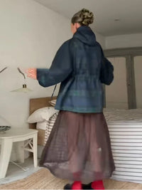 Kiki Oversized Plaid Hooded Jacket