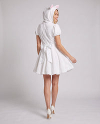 Millie White Bunny Costume Plush Hooded Mini Dress