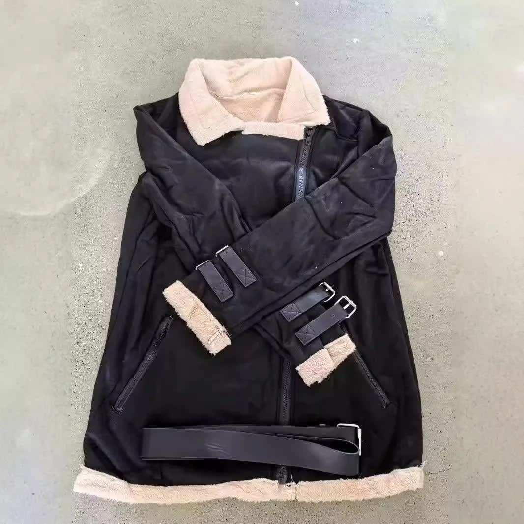 Eulalia Belted Faux Shearling Aviator Jacket_10