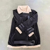 Eulalia Belted Faux Shearling Aviator Jacket