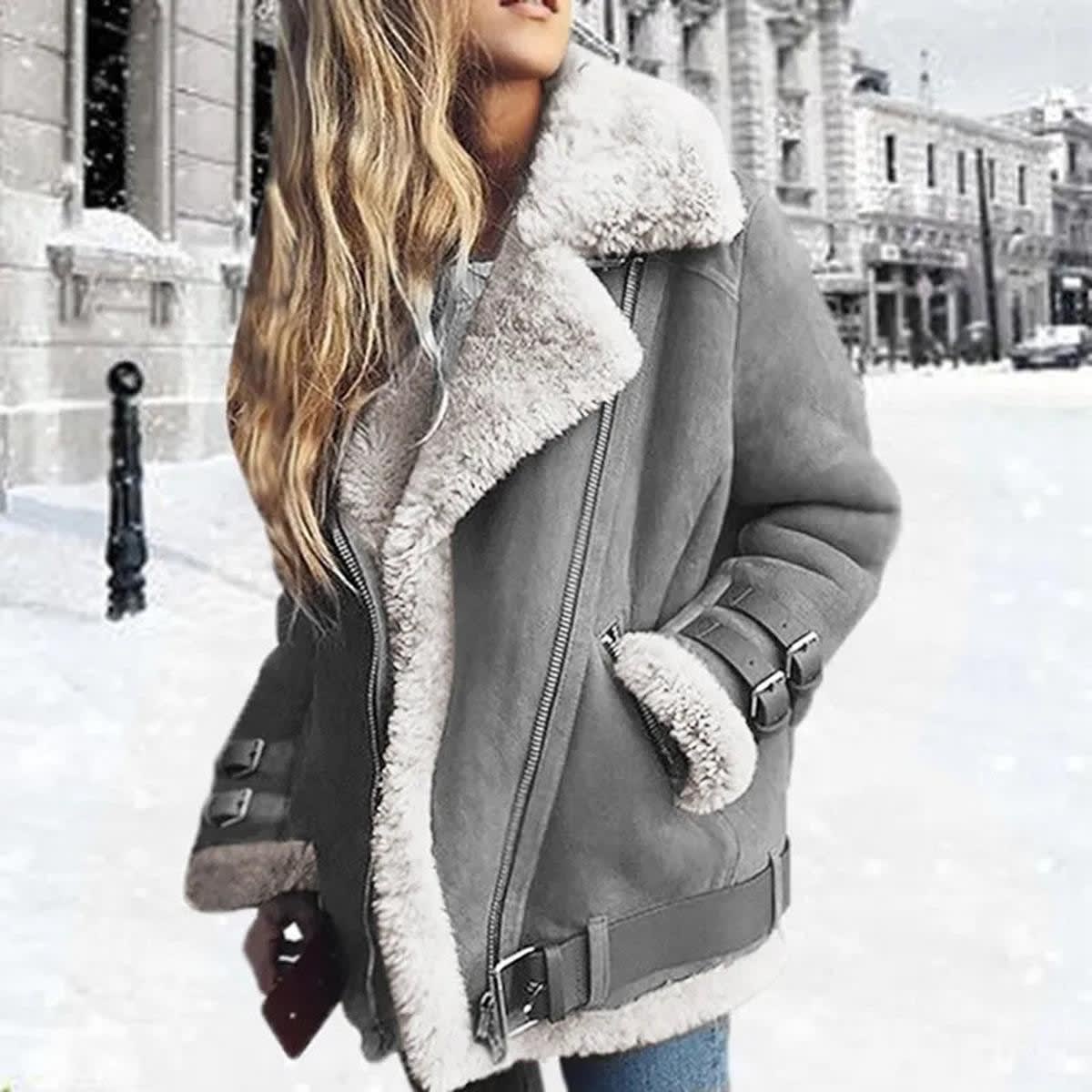 Eulalia Belted Faux Shearling Aviator Jacket