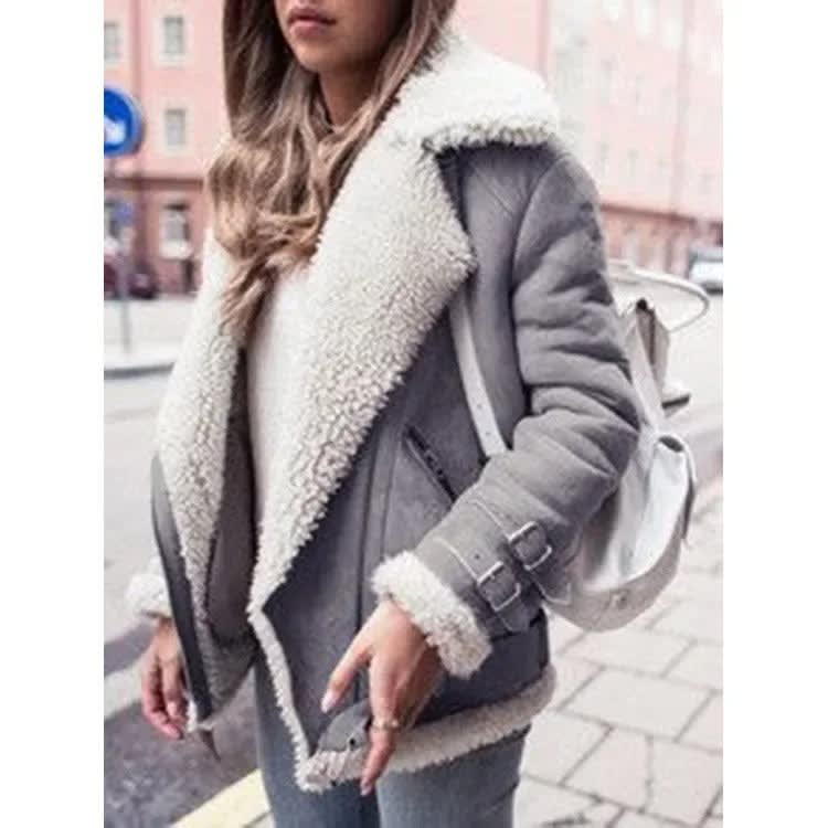 Eulalia Belted Faux Shearling Aviator Jacket