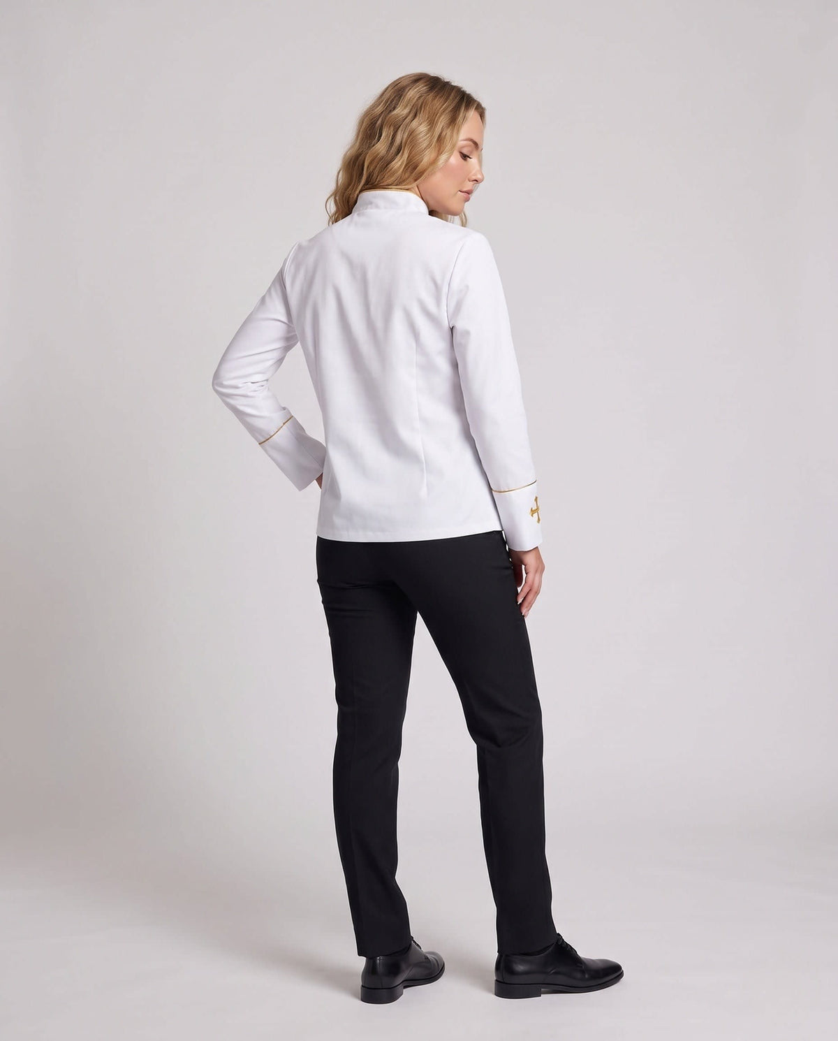 Michelle Priest Costume Jacket with Gold Cross Embroidery