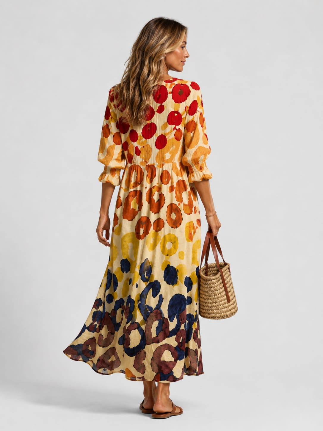 Alouette Printed V-Neck Maxi Shirt Dress