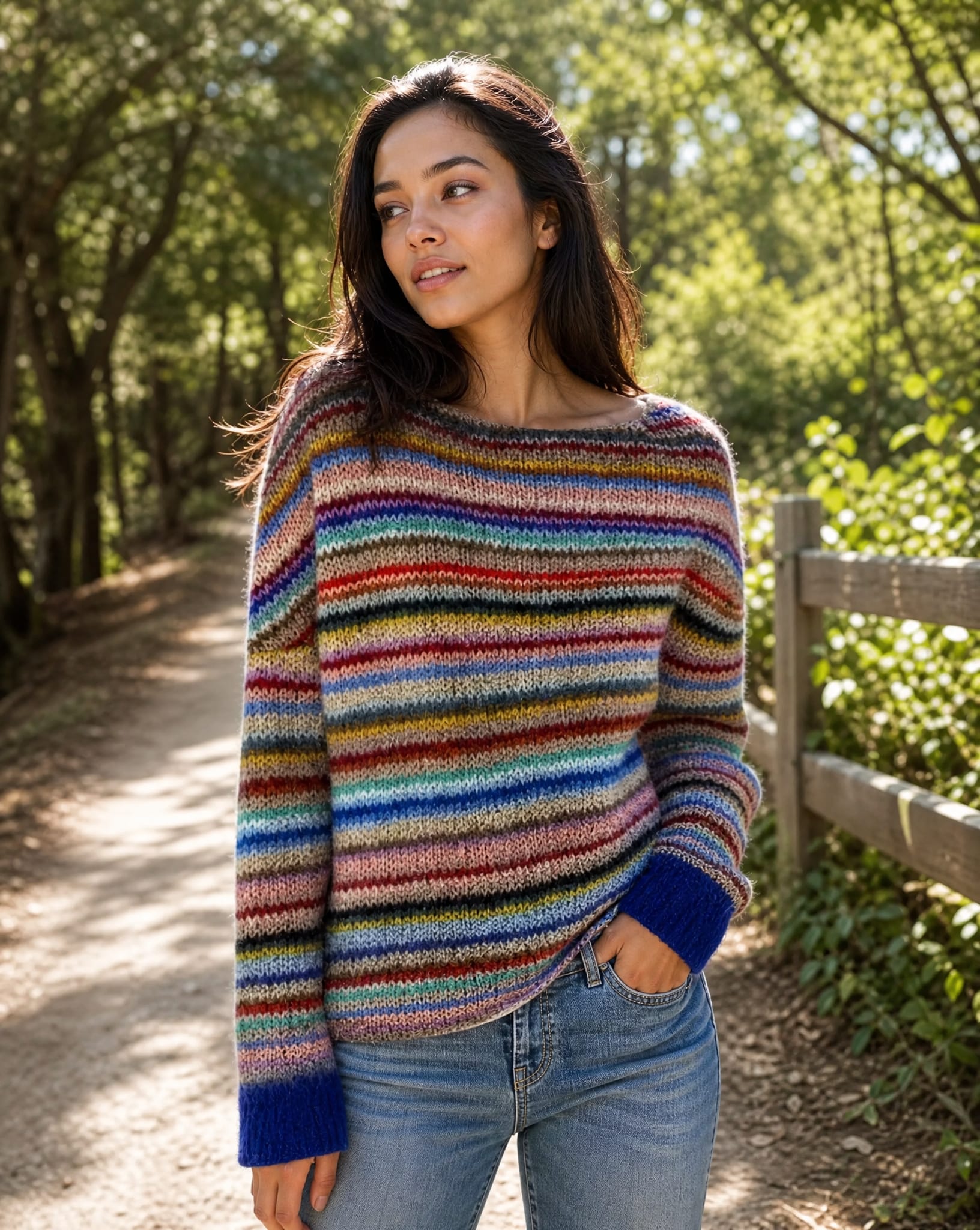 Galia Retro Striped Knit Sweater