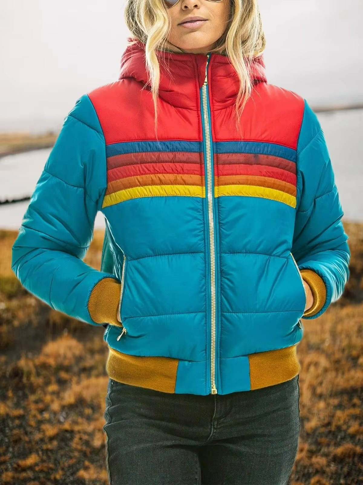 Kyla Striped Padded Puffer Jacket