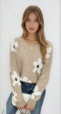 Kirrily Floral Crew Neck Knit Sweater