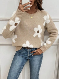 Kirrily Floral Crew Neck Knit Sweater